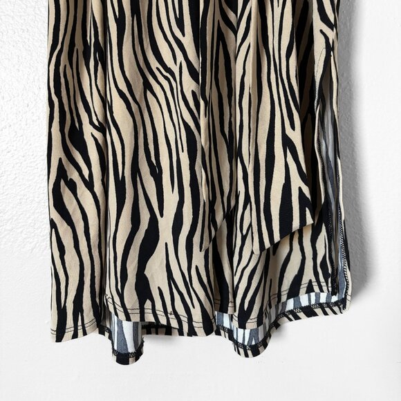 INC Zebra Print Shirtdress in Black and Tan Womens Medium Neutral Animal Print - Picture 4 of 15